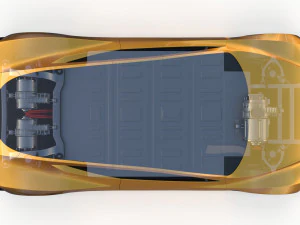tesla roadster yellow with chassis 3D Model