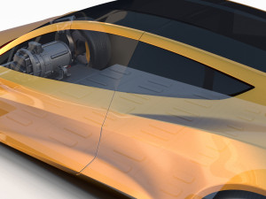 tesla roadster yellow with chassis 3D Model