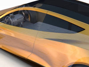 tesla roadster yellow with chassis 3D Model
