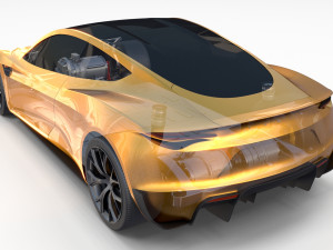 tesla roadster yellow with chassis 3D Model