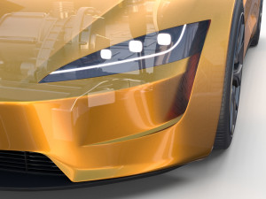 tesla roadster yellow with chassis 3D Model