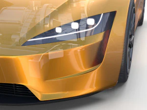 tesla roadster yellow with chassis 3D Model