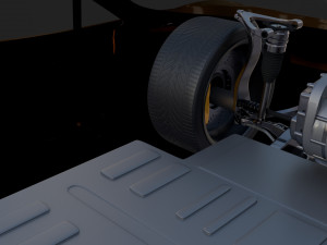tesla roadster yellow with chassis 3D Model
