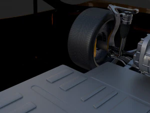 tesla roadster yellow with chassis 3D Model