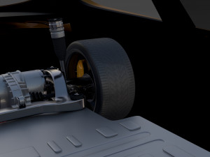 tesla roadster yellow with chassis 3D Model