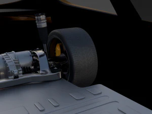 tesla roadster yellow with chassis 3D Model