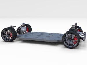 tesla roadster yellow with chassis 3D Model