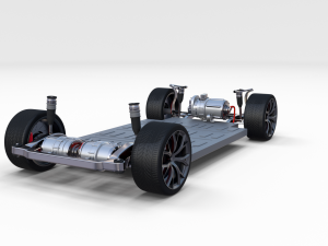 tesla roadster yellow with chassis 3D Model