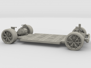 tesla roadster yellow with chassis 3D Model