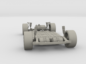 tesla roadster yellow with chassis 3D Model