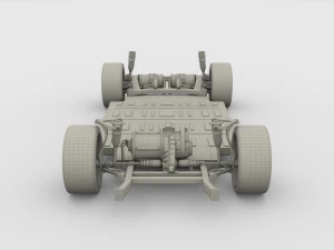 tesla roadster yellow with chassis 3D Model