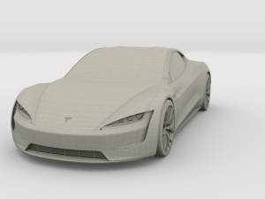 tesla roadster yellow with chassis 3D Model