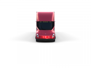 tesla truck with chassis and trailer red Model 3D