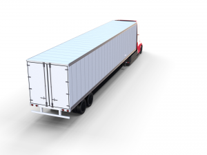 tesla truck with chassis and trailer red Model 3D
