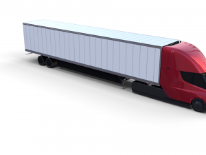 tesla truck with chassis and trailer red Model 3D