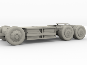 tesla truck with chassis and trailer red Model 3D