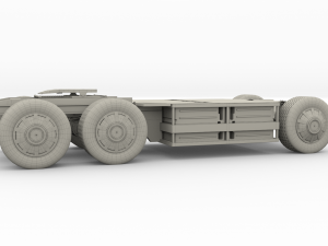 tesla truck with chassis and trailer red Model 3D