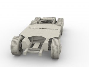 tesla truck with chassis and trailer red Model 3D