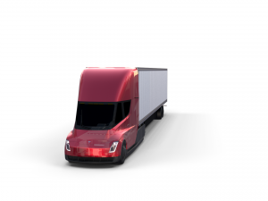 tesla truck with chassis and trailer red Model 3D