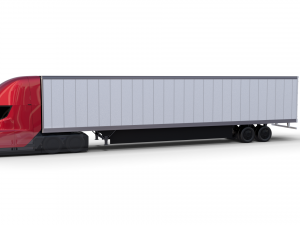 tesla truck with chassis and trailer red Model 3D