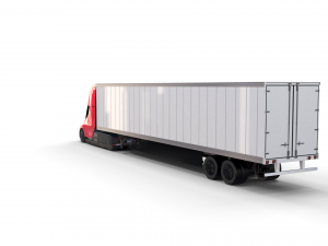 tesla truck with chassis and trailer red Model 3D
