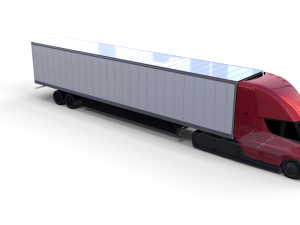 tesla truck with chassis and trailer red Model 3D