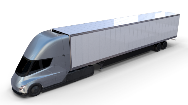 tesla truck with chassis and trailer silver 3D 모델 .c4d .max .obj .3ds .fbx .stl .blend 
