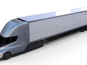 tesla truck with chassis and trailer silver Model 3D