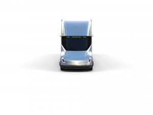 tesla truck with chassis and trailer silver 3D 모델
