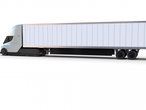 tesla truck with chassis and trailer silver 3D 모델