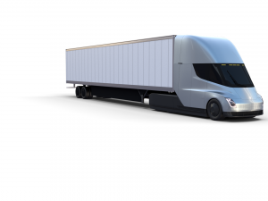 tesla truck with chassis and trailer silver 3D 모델