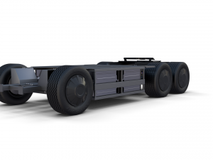 tesla truck with chassis and trailer silver 3D 모델