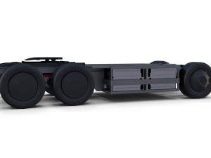 tesla truck with chassis and trailer silver 3D 모델