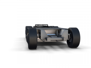 tesla truck with chassis and trailer silver 3D 모델