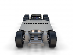 tesla truck with chassis and trailer silver 3D 모델