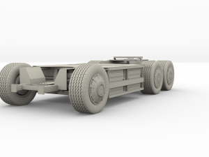 tesla truck with chassis and trailer silver 3D 모델