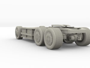 tesla truck with chassis and trailer silver 3D 모델