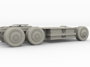 tesla truck with chassis and trailer silver 3D 모델