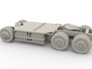 tesla truck with chassis and trailer silver 3D 모델