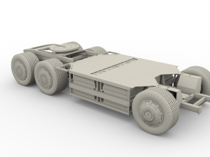 tesla truck with chassis and trailer silver 3D 모델