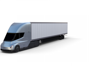 tesla truck with chassis and trailer silver 3D 모델