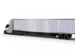 tesla truck with chassis and trailer silver 3D 모델