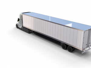 tesla truck with chassis and trailer silver 3D 모델