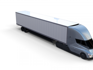 tesla truck with chassis and trailer silver 3D 모델