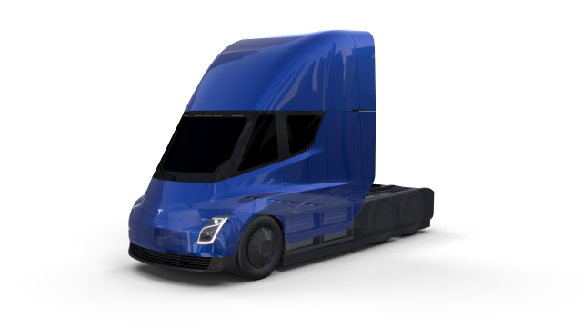 tesla truck with chassis blue Model 3D .c4d .max .obj .3ds .fbx .stl .blend 