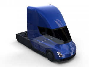 tesla truck with chassis blue Model 3D