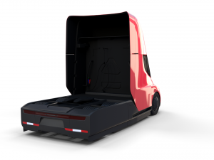 tesla truck with chassis red Model 3D