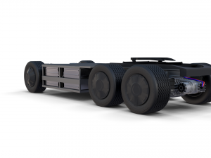 tesla truck with chassis red Model 3D