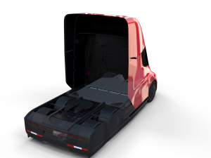 tesla truck with chassis red Model 3D