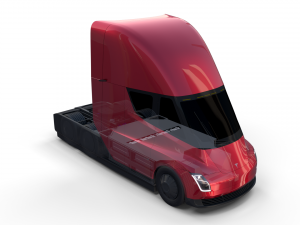 tesla truck with chassis red Model 3D